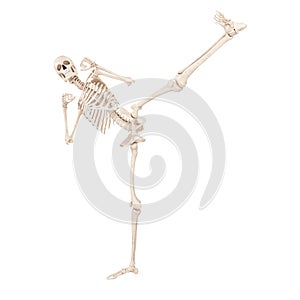 a skeleton kicking