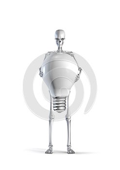 Skeleton light bulb creativity concept