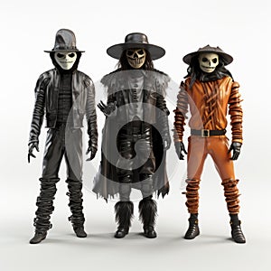 Hyper-realistic Sci-fi Skeleton Halloween Costumes On White Background photo