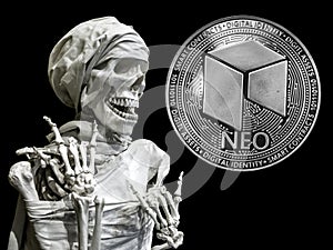 Skeleton model of the man and coin Neo