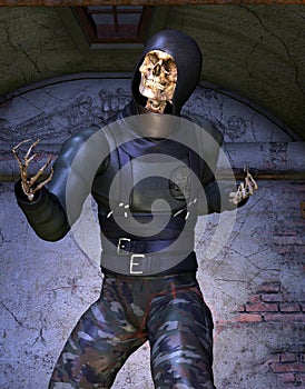 Skeleton in the ninja outfit