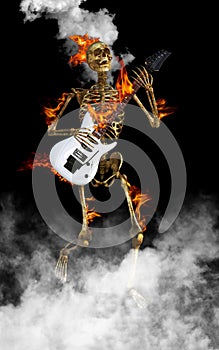 Skeleton Playing Electric Guitar Rock and Roll