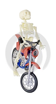Skeleton riding Motorcycle Three Quarter View photo