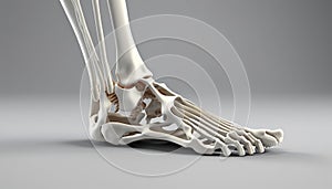 A skeleton\'s foot with bones and muscles
