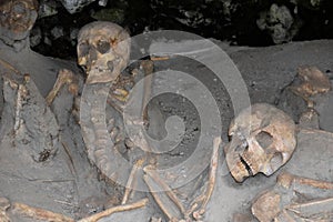 Skeletons in Boat Sheds, Herculaneum Archaeological Site, Campania, Italy photo