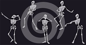Skeletons dance, funny Halloween dead characters
