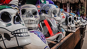 Skeletons of human head displayed on the market