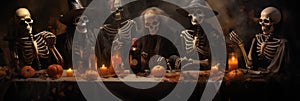 Skeletons Partying In A Macabre Celebration Halloween