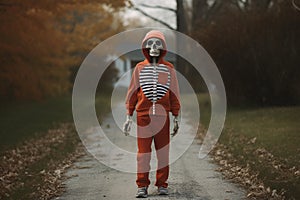 skelton weaing red suit generated AI