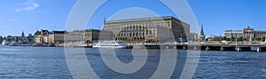 Skeppsbron with royal palace in Stockholm photo