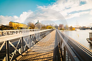 Skeppsholmen bridge in Stockholm at sunset, Sweden