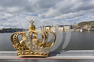 Skeppsholmsbron (Skeppsholm Bridge) With Its Famous Golden Crown