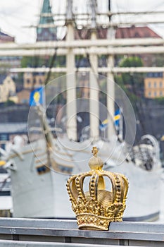 Skeppsholmsbron (Skeppsholm Bridge) With Its Famous Golden Crown