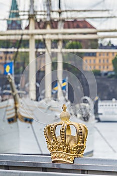 Skeppsholmsbron (Skeppsholm Bridge) With Its Famous Golden Crown