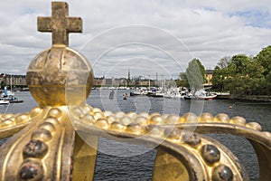 Skeppsholmsbron (Skeppsholm Bridge) With Its Famous Golden Crown