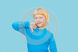 skeptic kid dislike gesture little girl thumb down