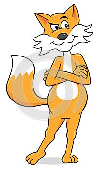 Skeptical cartoon fox