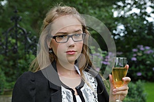 Skeptical girl at park party