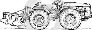 Sketch of agricultural tractor