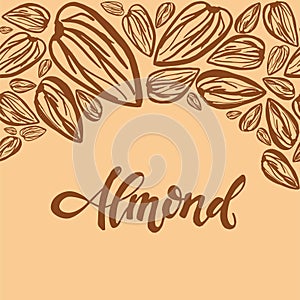 Sketch almonds pattern on light background