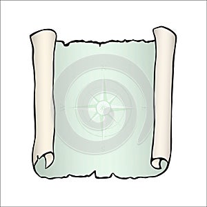 Sketch of ancient scroll, isolated on white.