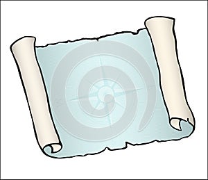 Sketch of ancient scroll, isolated on white.