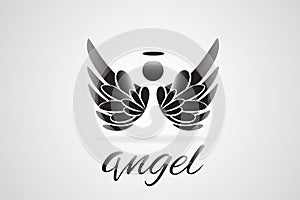 Sketch of angel wings logo vector