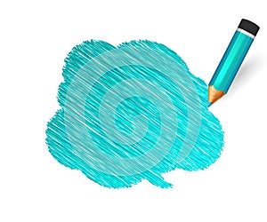 Sketch banner drawn with cartoon blue pencil