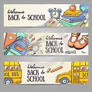 Sketch banner template with school object.