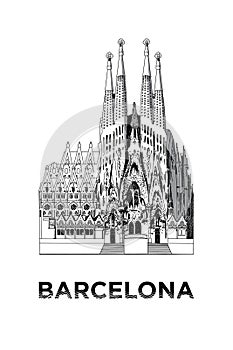 The sketch of Basilica and Expiatory Church of the Holy Family