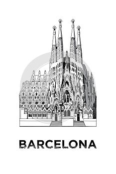 The sketch of Basilica and Expiatory Church of the Holy Family photo