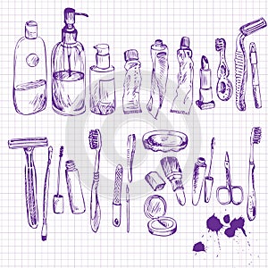 Sketch of bathroom objects