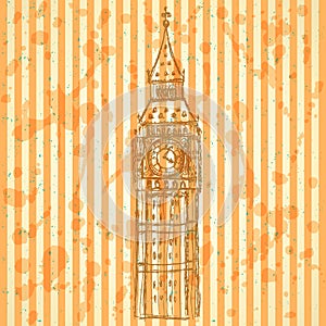 Sketch Big Ben, vector background eps 10