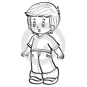 Sketch of a boy who is surprised at something, coloring, isolated object on a white background, vector illustration