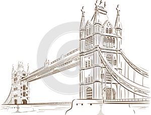 Sketch of British Tourism Landmark - London Bridge