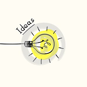 Sketch of bulb icon with idea concept, Hand drawn