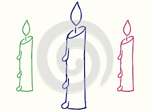 Sketch of Burning Candle and Using Handmade DIya during Diwali Festival Celebration Editable Outline Illustration