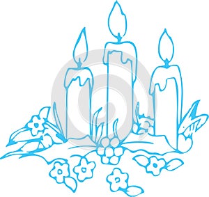 Sketch of Burning Candle and Using Handmade DIya during Diwali Festival Celebration Editable Outline Illustration