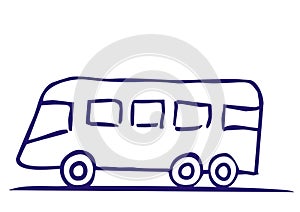 Sketch of bus, vector icon, blue contour