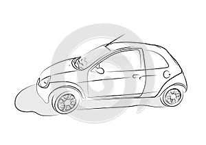 Bosquejo de auto en blanco. ilustraciones 