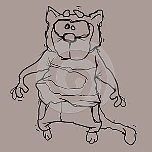 Sketch of a cartoon zombie cat in a sweater