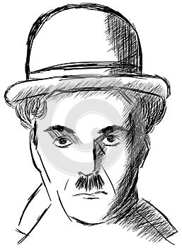 Sketch of Charlie Chaplin isolated