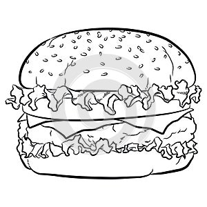 Sketch Cheese Hamburger Front View Doodle