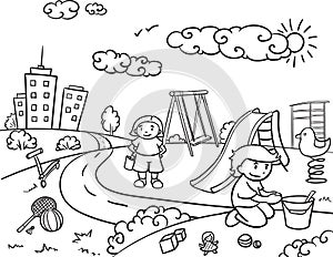 Sketch Children Active Outdoor Recreation Concept
