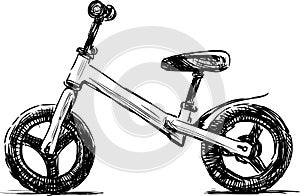 Sketch of a children`s bike scooter photo