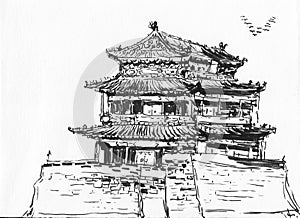 Sketch chinese building