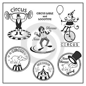 Sketch circus and logotype in vintage style