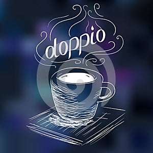 Sketch of coffee doppio photo