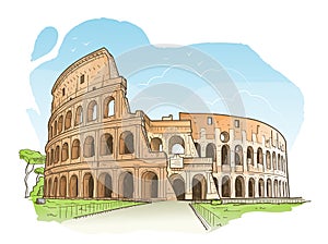 Sketch of the Colosseum, Rome photo
