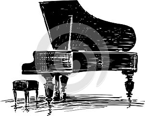 Sketch of a concert grand piano